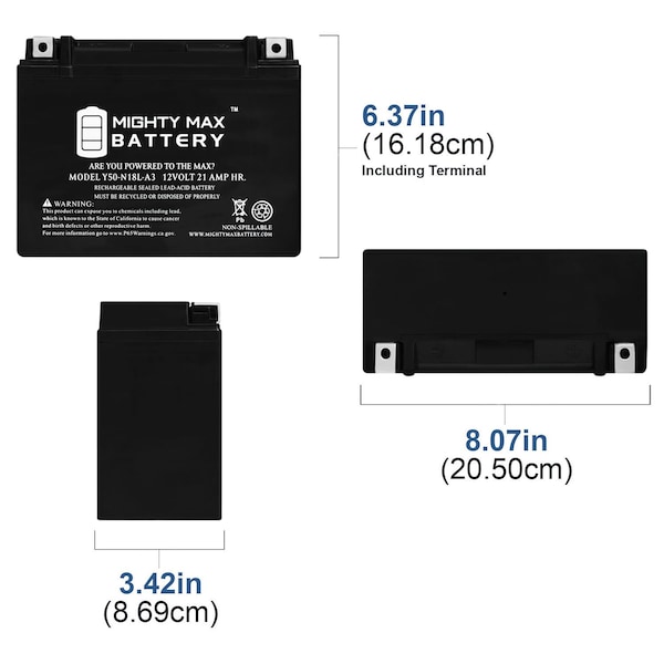 Y50-N18L-A3 Battery Replaces Honda Gl1200Sei 1984-1987